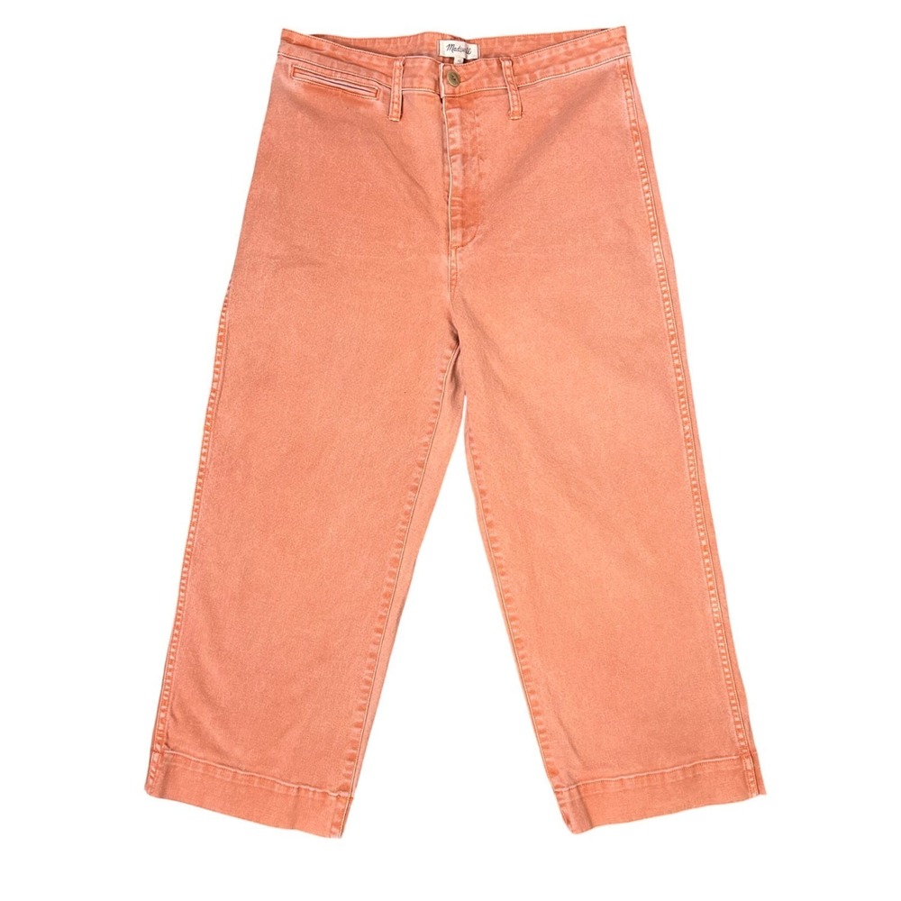 Madewell Womens Size 32 Wide Leg Pants Coral Orange Emmet Coastal Relaxed Boho